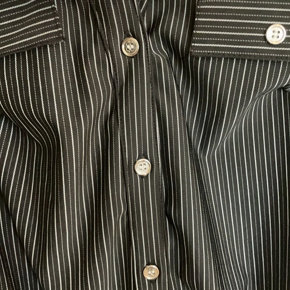 Mlle Gabrielle Black and White Striped Button Up Dress - Picture 6 of 9